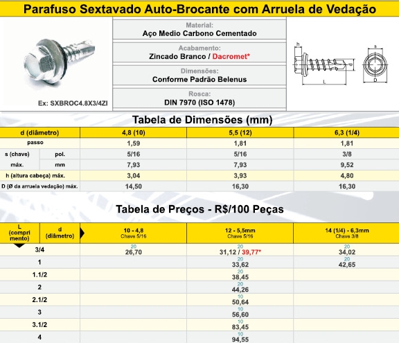 Pf Sextavado Auto Brocante Com Arruela De Veda O Parafusos